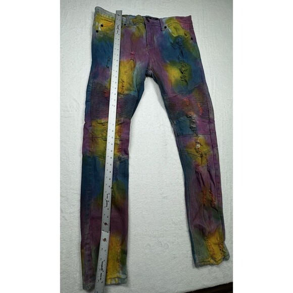 Heritage By America Men's Jeans Size 36x33 Tie Dye Denim Distressed Unique 36 30 - Picture 13 of 16